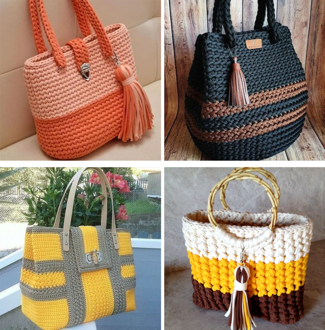 hermosos bolsos grandes tejidos a crochet